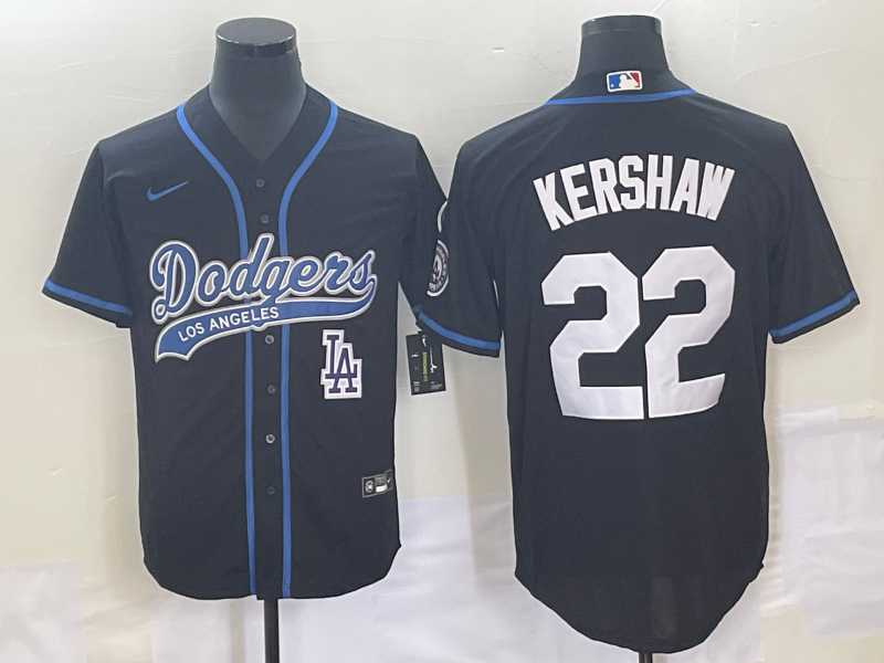 Men%27s Los Angeles Dodgers #22 Clayton Kershaw Black Cool Base Stitched Baseball Jersey->los angeles dodgers->MLB Jersey